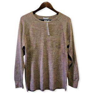 Sweet Romeo Women's Size M Long Sleeve Crewneck Ribbed Pullover Sweater Latte